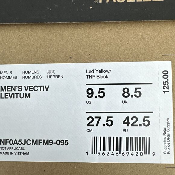 The North Face Men\'s VECTIV Levitum Trail Running‎ Led Yellow /Tnf Black Sz 9.5